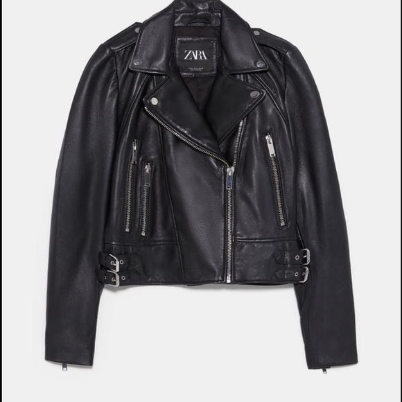 zara black leather biker jacket